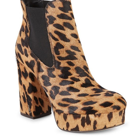 Sam Edelman Leopard-Print Calf Hair Chelsea Boots - Picture 2 of 5